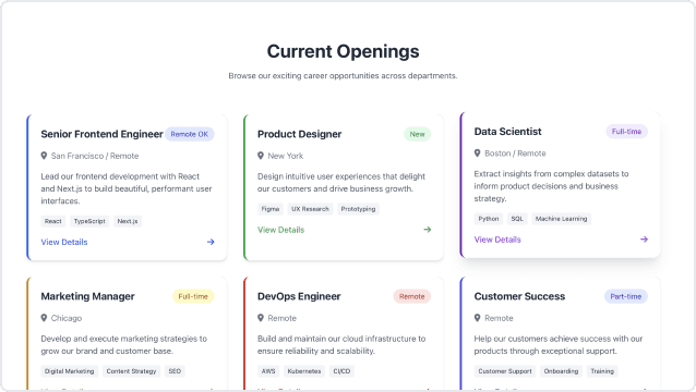 Job Application Landing Page