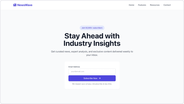Newsletter Signup Page