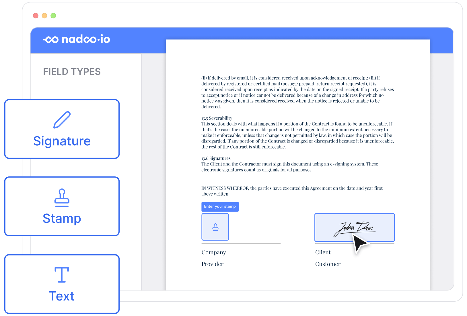 Manage contracts with e-signatures in one place
